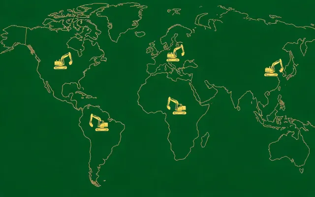 Map illustration of JCB dealer hubs